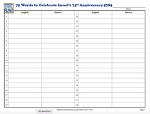 Load image into Gallery viewer, 75 Hebrew Word Challenge Chart